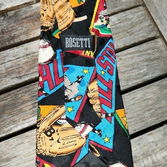 Baseball Pennant Rosetti Silk Tie - Picture 3 of 4